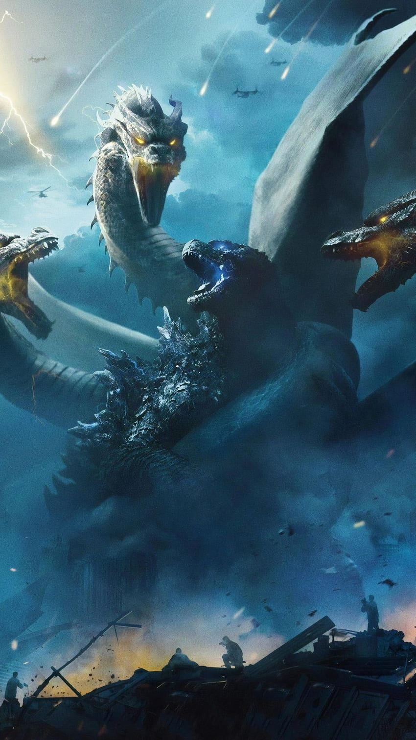 película, Godzilla: Rey de los monstruos, Dragon vs, Godzilla vs. Rey Ghidorah fondo de pantalla del teléfono
