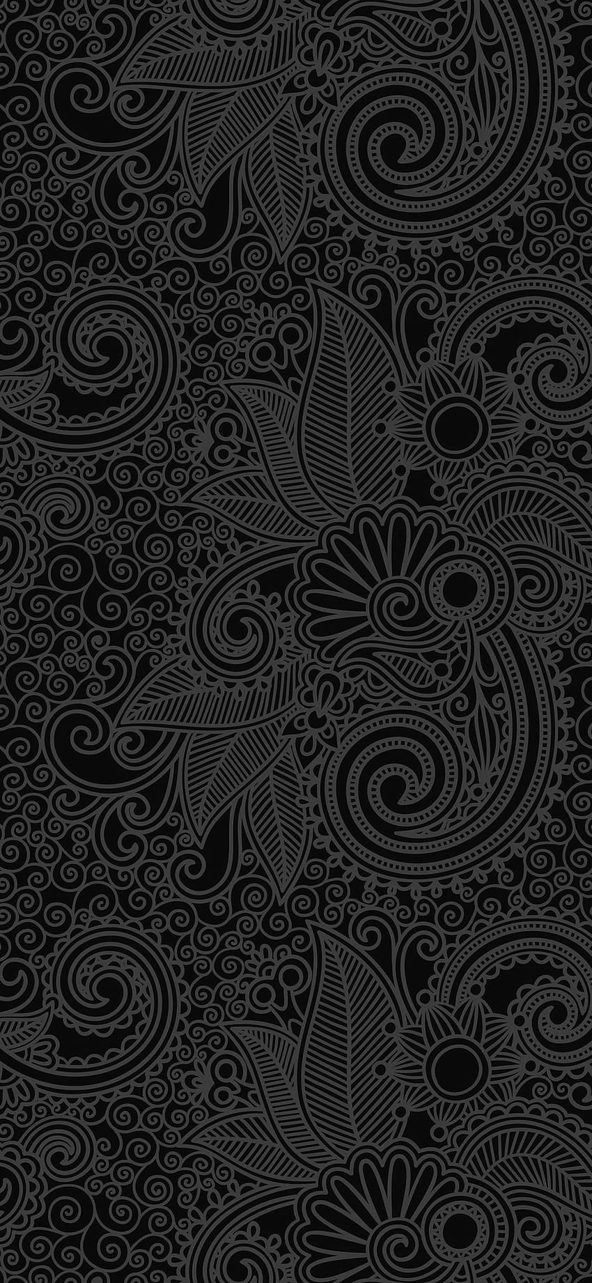 Design Flower Line Koyu Bw Desenli, Siyah Paisley HD telefon duvar kağıdı