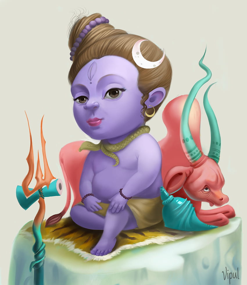 Bal Shiva art. Este es un avatar de forma infantil de lord shiva. Lo hice porque cada vez que veo a lord shiva referen. Lord shiva painting, Shiva art y Lord shiva fondo de pantalla del teléfono