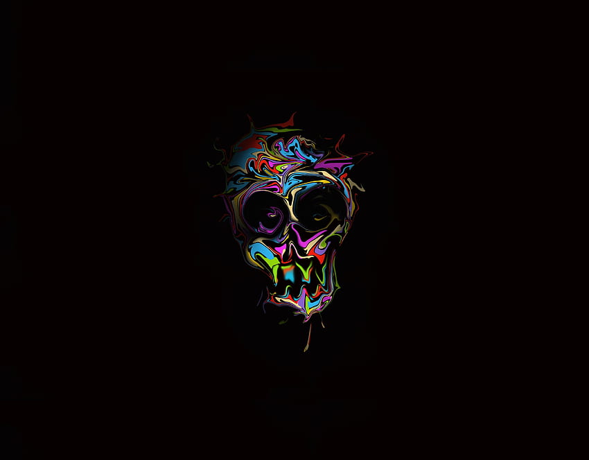 Glitch, colorful skull, dark, artwork HD wallpaper