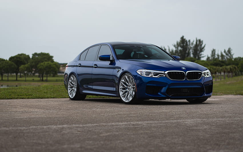 BMW M5, F90, exterior, blue sedan, blue M5, tuning M5 F90, German cars, BMW HD wallpaper