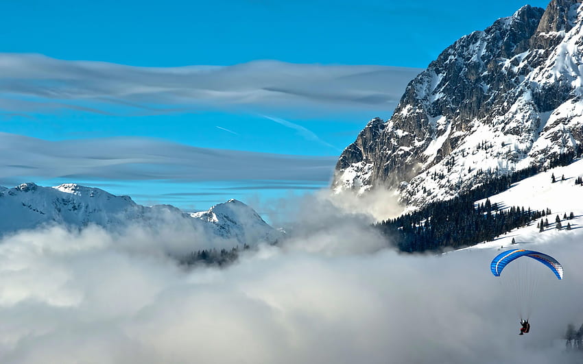 Sport, Himmel, Berge, Wolken, Fallschirm HD-Hintergrundbild