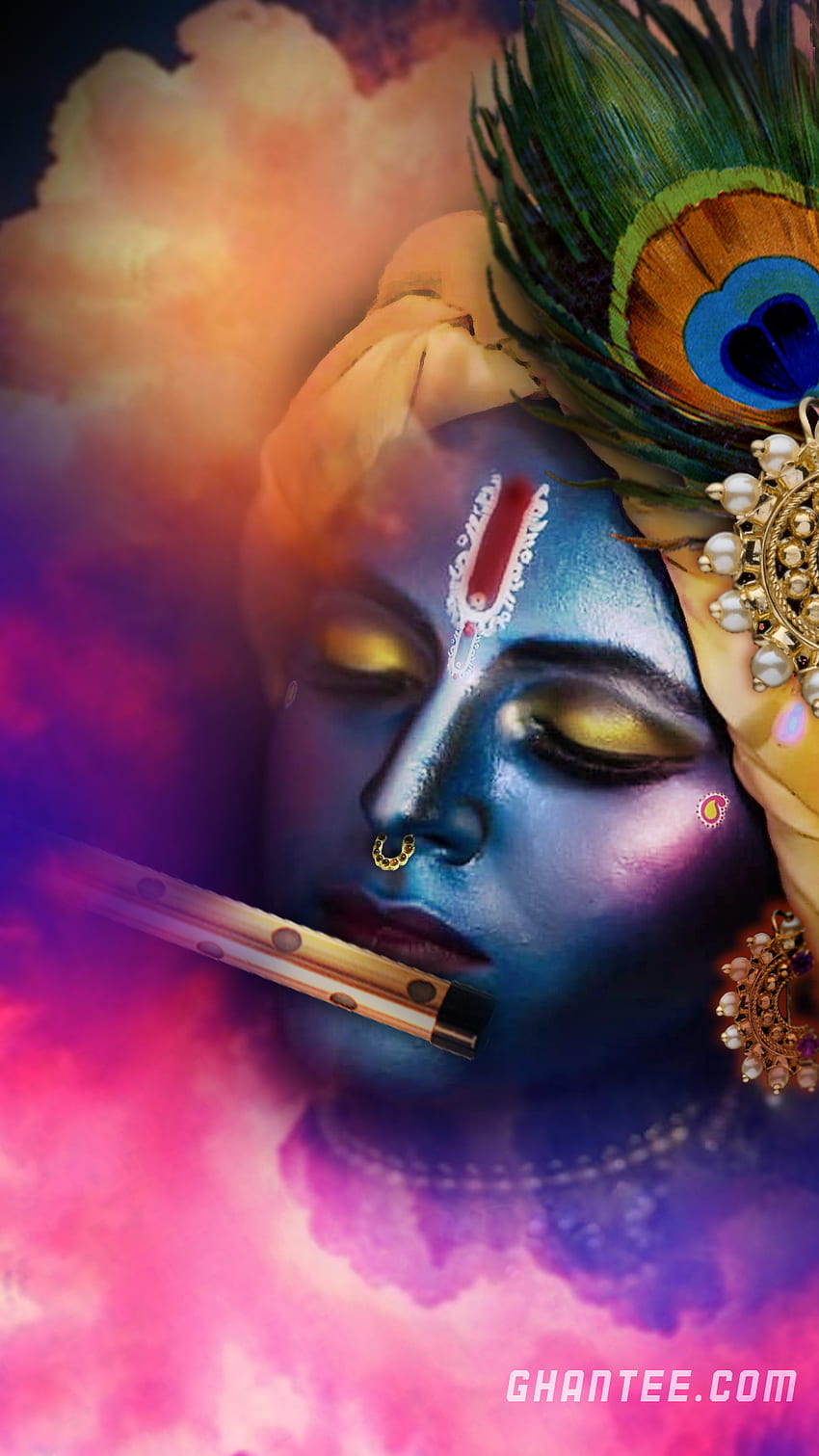 seigneur krishna avec téléphone apaisant flûte. – Ghantee Fond d'écran de téléphone HD