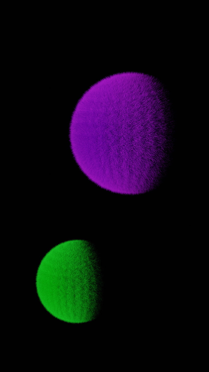 Fluffy balls, green, void, planet, cool, cycles, satisfying ...