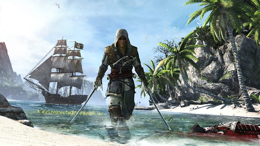 Assassin\'s Creed 4 Black Flag Pirate Ship 179 - Bandiera Nera Sfondo HD
