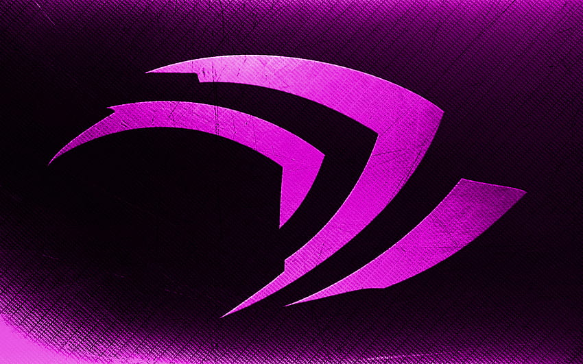 Fioletowe logo Nvidia, sztuka grunge, fioletowe tło typograficzne, kreatywne, logo grunge Nvidia, marki, logo Nvidia, Nvidia Tapeta HD