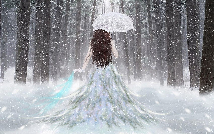 Fantasy Beauty, Magical Snow HD wallpaper