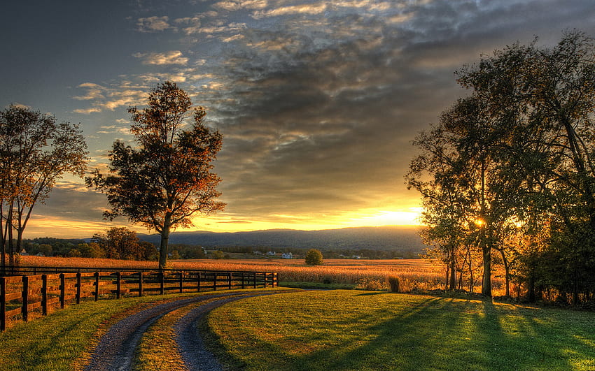 Sunset Countryside , Country Autumn Sunset HD wallpaper
