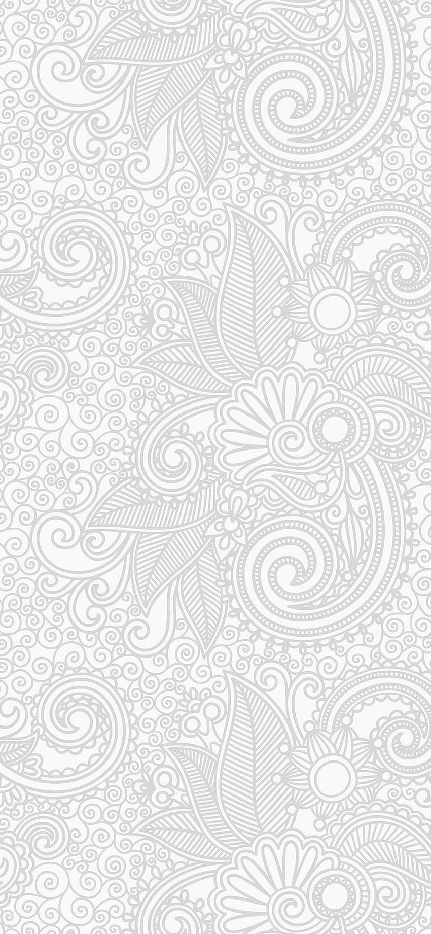 Desain Garis Bunga Putih Pola Bw, Paisley wallpaper ponsel HD
