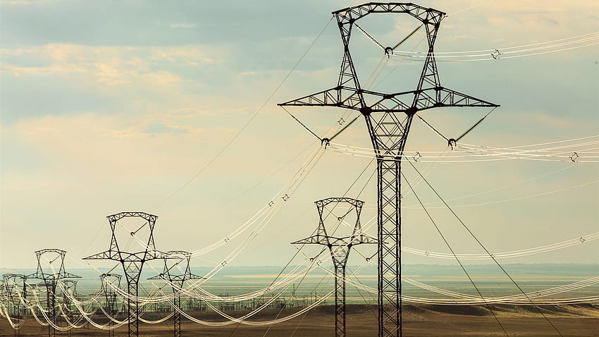 Electricity cables, high voltage transmission lines HD wallpaper