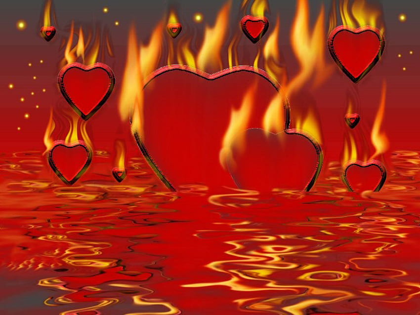 now THAT'S heartburn, hearts, flame, heartburn, fire HD wallpaper
