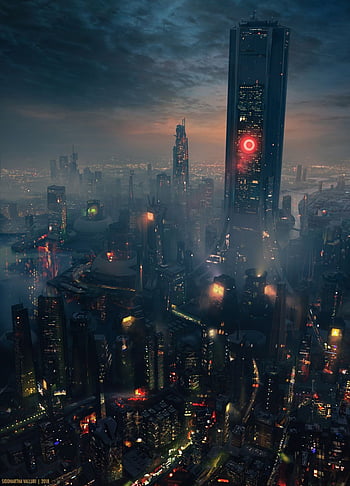 Cyberpunk City Street. Sci-fi Wallpaper Graphic by saydurf