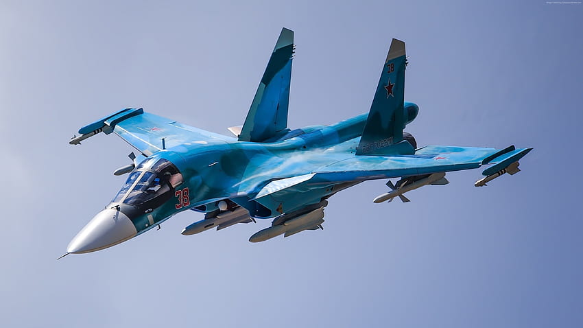 Sukhoi Su 34, Kampfflugzeug, russische Armee, russische Luftwaffe, militärische hohe Auflösung HD-Hintergrundbild