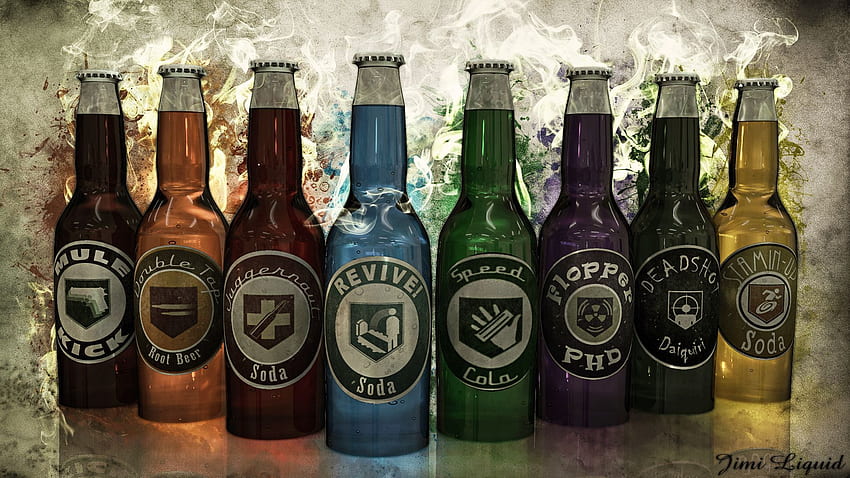 Treyarch-Zombie-Perk-Flaschen. Black Ops-Zombies, Call of Duty-Vergünstigungen, Zombie, BO3-Zombies HD-Hintergrundbild