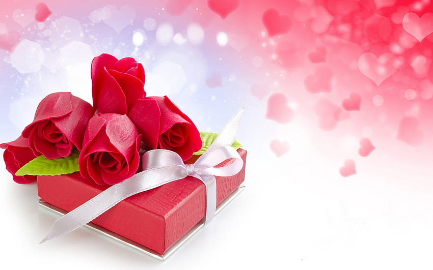 Coração Rosas Vermelhas Presentes Flores Feriados Presente - Happy Birtay Love Sayri - & Background papel de parede HD