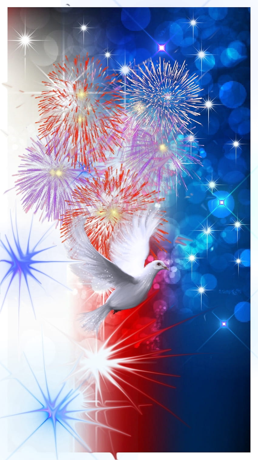 Fourth, usa, dove, patriot, july, fireworks, independence, day HD phone wallpaper