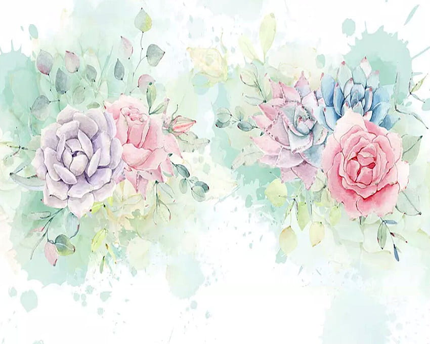 Bungalow Rose Mcneill Vintage weicher Blumen-Aquarell-Spritzer HD-Hintergrundbild