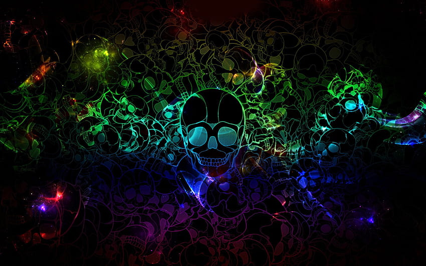 Neon Skulls - Skull For Computer -、ネオン レッド スカル 高画質の壁紙