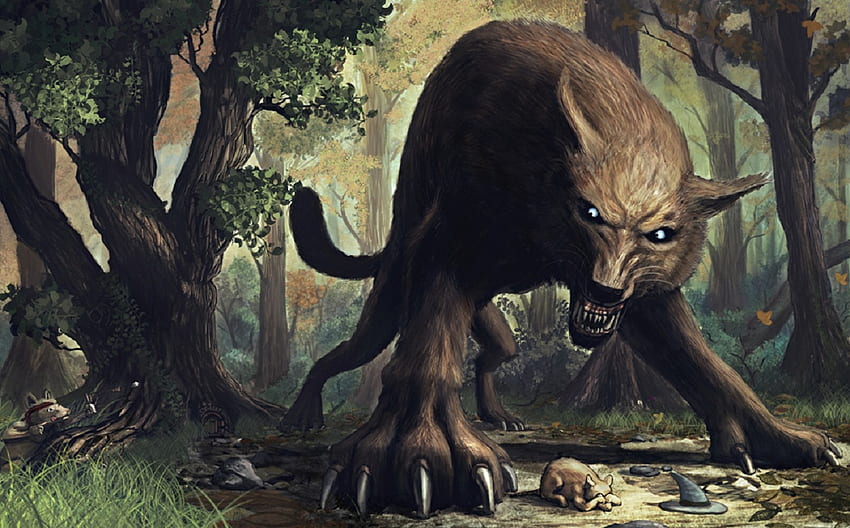 The Wolf Fenris - pour mon ami Dustywolf :), mythologie nordique, effrayant, fenris, forêt Fond d'écran HD