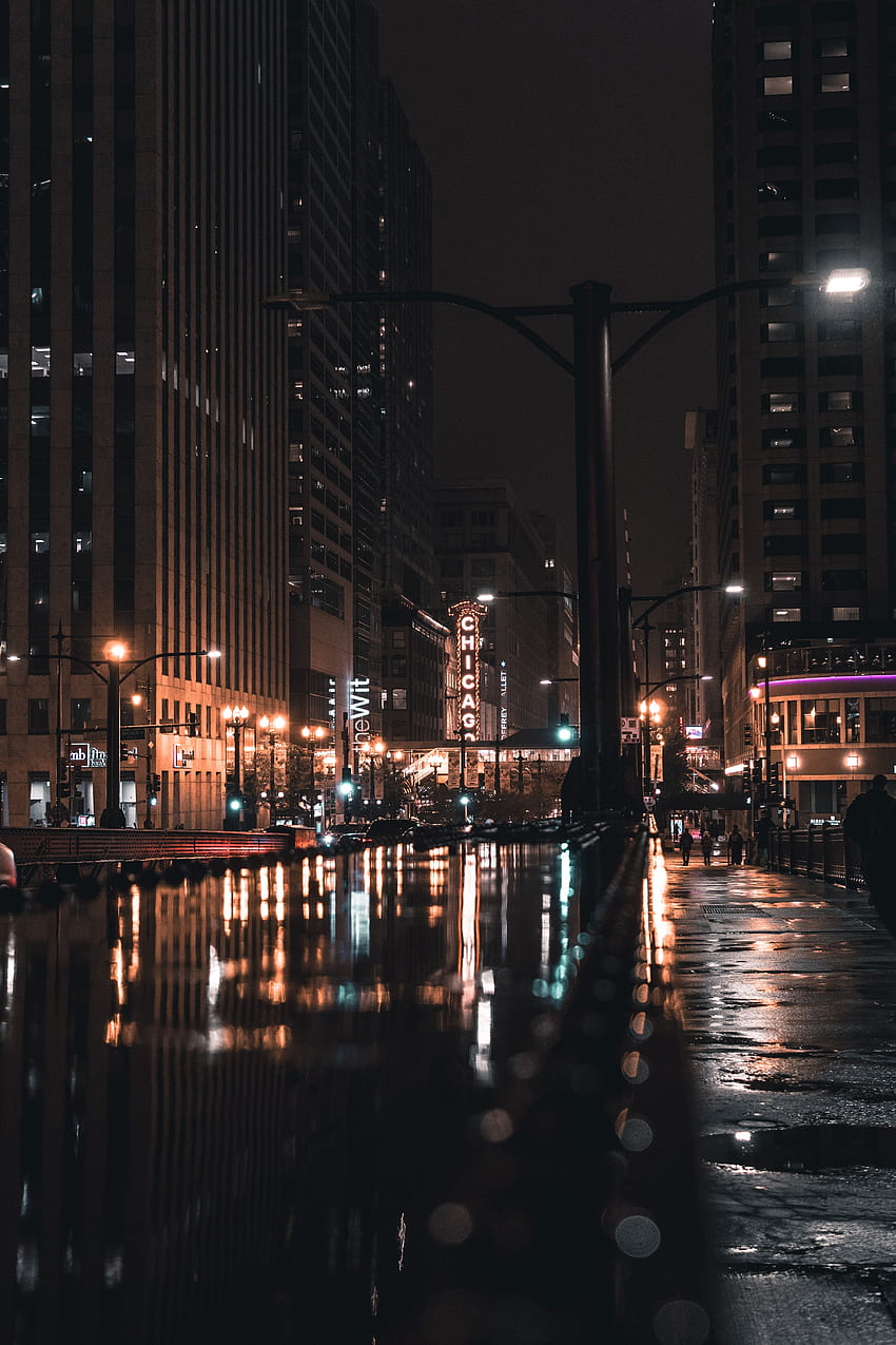 Lichter der Stadt, Städte, Architektur, USA, Nachtstadt, USA, Städtische Straße, Chicago HD-Handy-Hintergrundbild