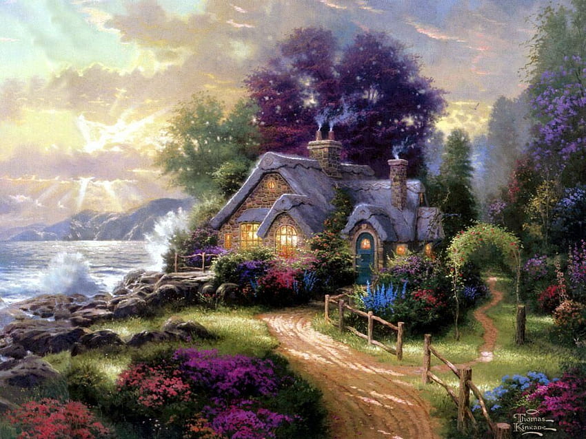 ฤดูใบไม้ผลิ . ฤดูใบไม้ผลิภูเขาสำหรับฤดูใบไม้ผลิ Storybook Cottage Garden วอลล์เปเปอร์ HD
