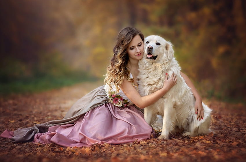 เพื่อน สัตว์ ความรัก สุนัข น่ารัก ธรรมชาติ ผู้หญิง วอลล์เปเปอร์ HD