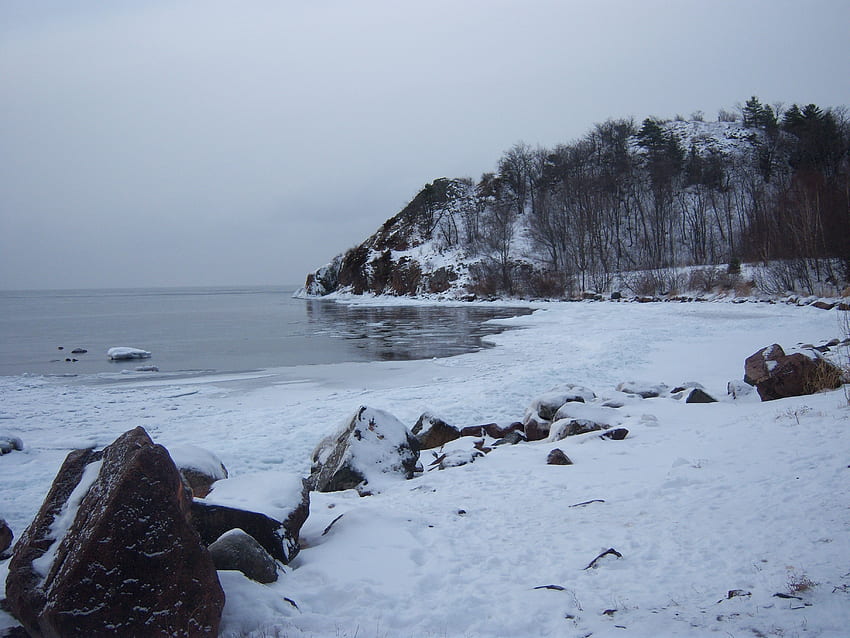 Landscape, Winter, Nature, Stones, Lake HD wallpaper