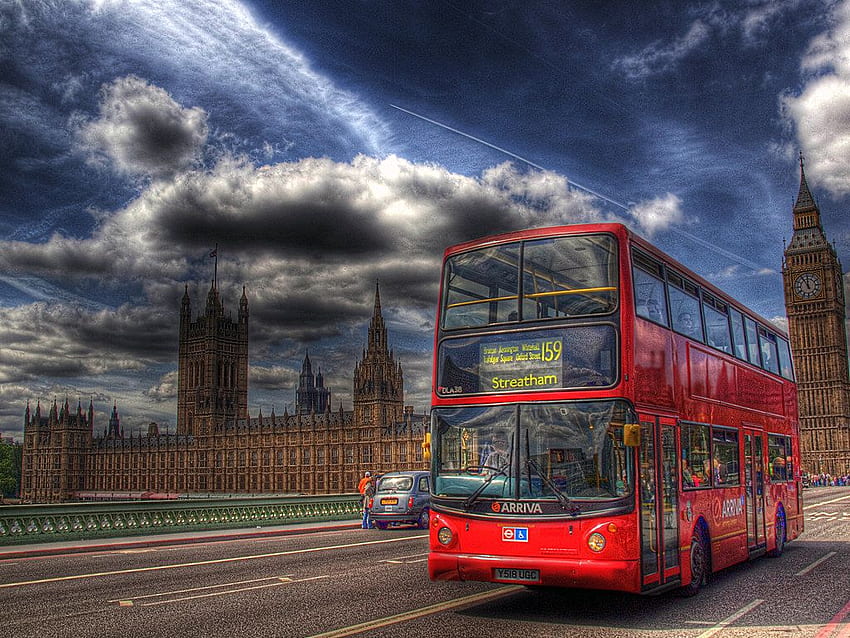 Big Ben et bus à impériale de Londres. Le Double Decker Rouge Fond d'écran HD