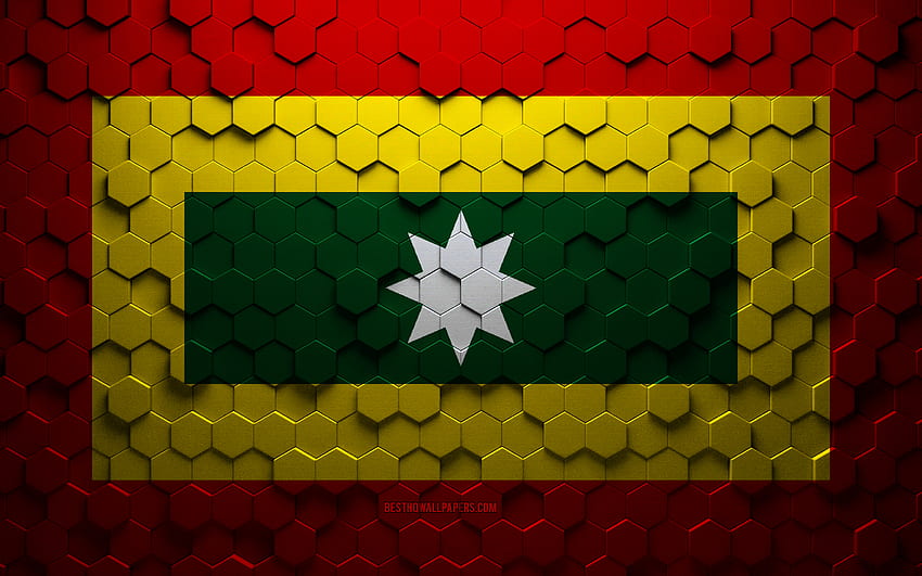 Flag of Cartagena, honeycomb art, Cartagena hexagons flag, Cartagena 3d hexagons art, Cartagena flag HD wallpaper