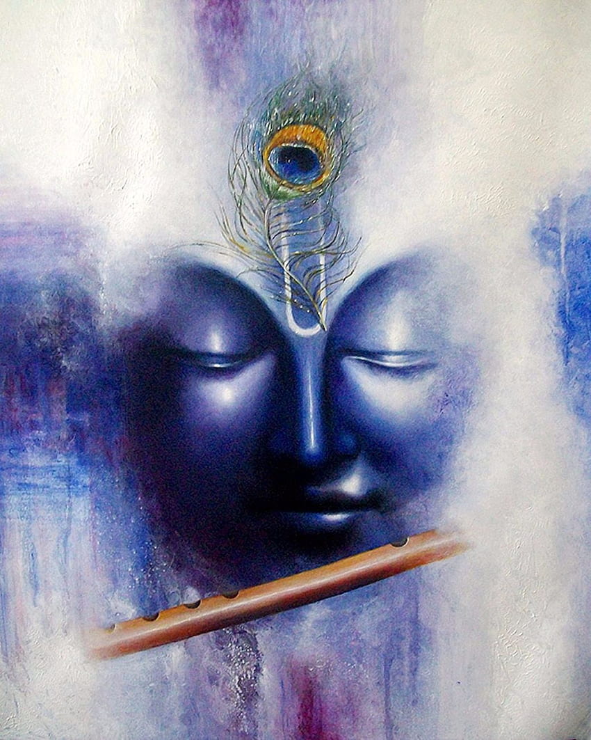 Arte indiana - Pittura a olio - Krishna 2. Pittura di Krishna, arte di Krishna, pittura di Krishna radha Sfondo del telefono HD