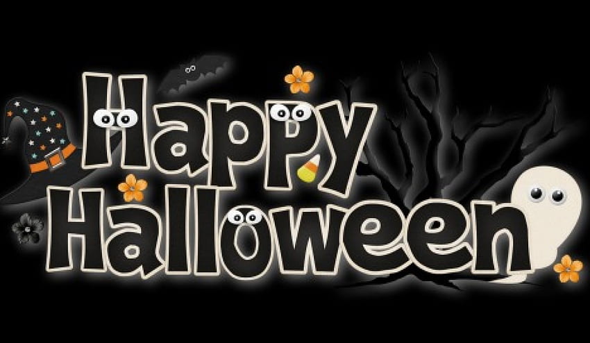 Happy Halloween F, palavras, arte, bonita, ilustração, obra de arte, ocasião, tela larga, feriado, pintura, dia das bruxas, outubro papel de parede HD