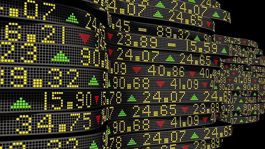 Animation mit Börsentickern, die auf Handelsbrettern für wirtschaftlichen und geschäftlichen Hintergrund gleiten. Bewegungshintergrund HD-Hintergrundbild