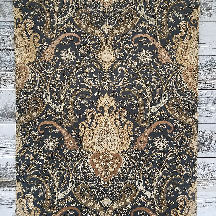 Copper Gold Cream and Black Damask Waverly Vintage Antique HD phone wallpaper