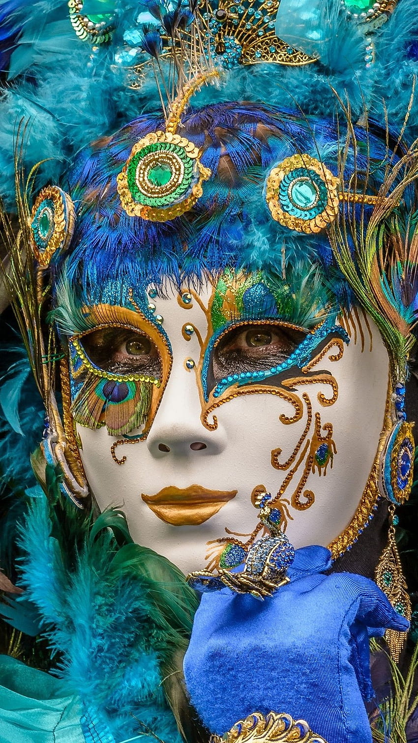 Peacock Feathers Mask Girl, Carnival IPhone 8 7 6 HD phone wallpaper ...
