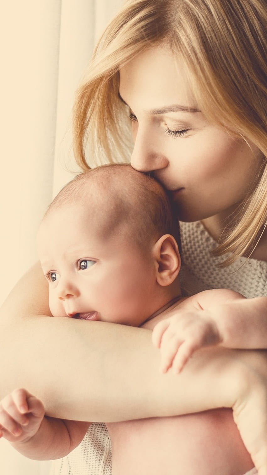 赤ちゃんママ、母の愛、かわいい赤ちゃん HD電話の壁紙