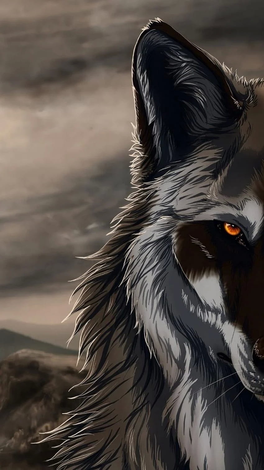Animals artwork drawings wolves, Wolf HD phone wallpaper