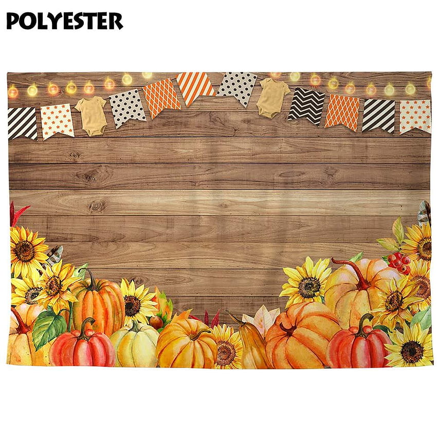 Allenjoy Autumn Party Bulbs Flags Pumpkin Sunflower Brown Cabin Wood Background Child Birtay Events Supplies. Party Backdrops. - AliExpress HD phone wallpaper