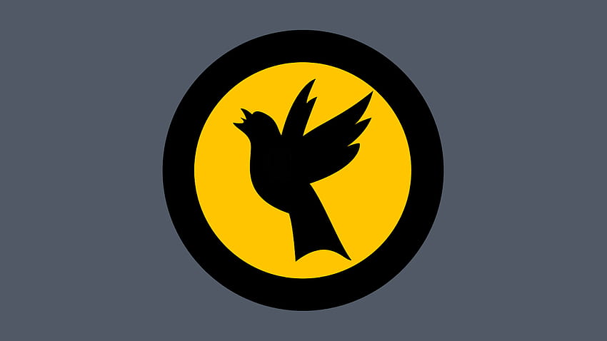 Schwarzes Kanarienvogelsymbol I WP. Schwarzer Kanarienvogel, Pfeil schwarzer Kanarienvogel, schwarzer Kanarienvogel-Comic, schwarzes Kanarienvogel-Logo HD-Hintergrundbild