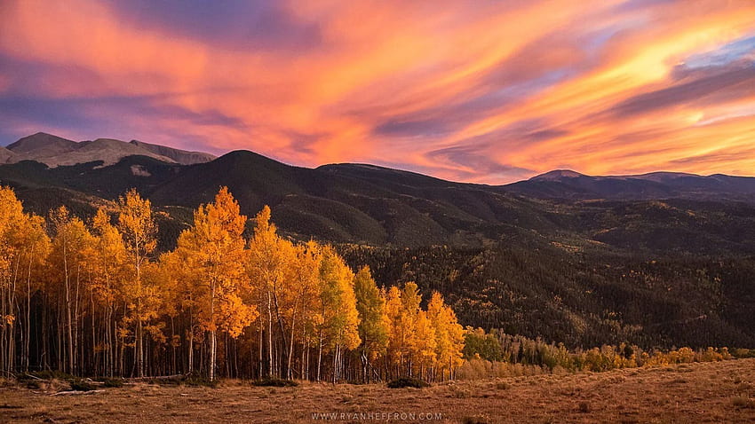 Fall Colors, sky, hills, autumn, trees, colors, sunset HD wallpaper