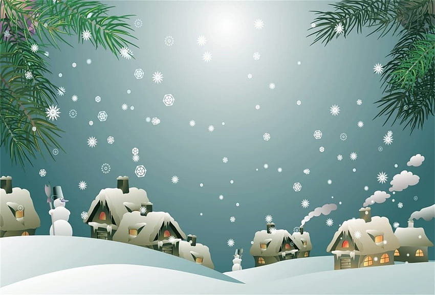 CS ft para Winter Village Christmas graphy Telón de Nevando Snow Cover Copo de nieve Año Navidad Holiday Celebration Ornament Child Portrait Studio Props Vinilo: Electronics fondo de pantalla