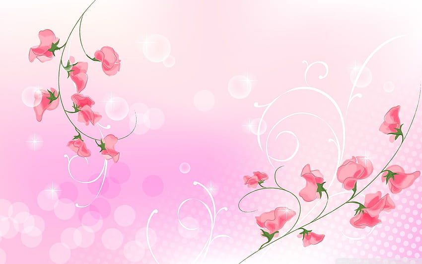 Pink Flowers Illustration ❤ for HD wallpaper