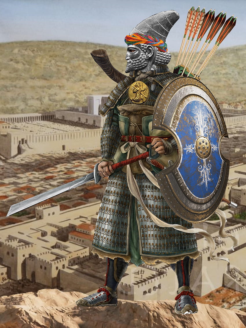 Żydowski żołnierz Imperium Achemenidów (521 330 pne). Perski wojownik, starożytna zbroja, starożytni wojownicy Tapeta na telefon HD