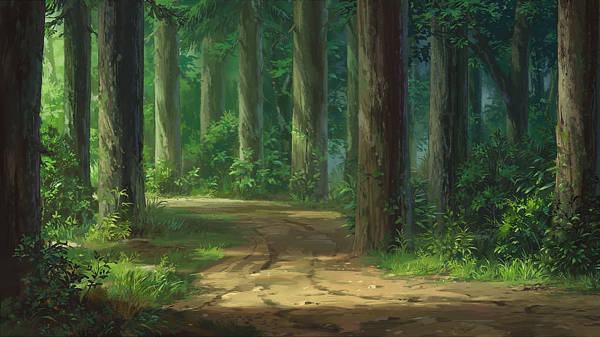 Forest, anime, green, dao dao, luminos, manga, tree HD wallpaper