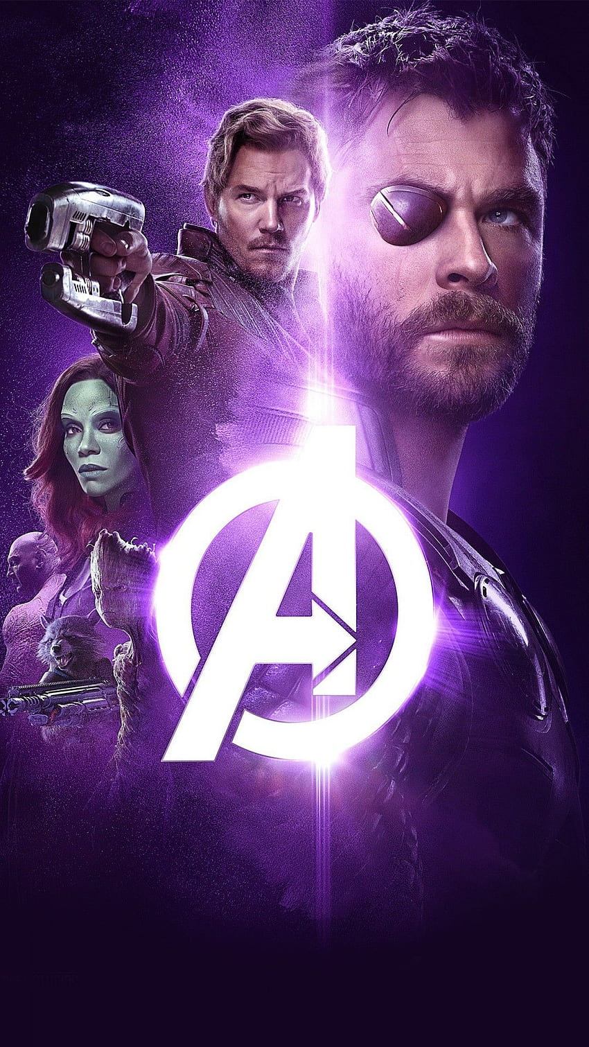 Vengadores Infinity War Thor Groot Rocket Star Lord Gamora, Thor 6 Plus fondo de pantalla del teléfono