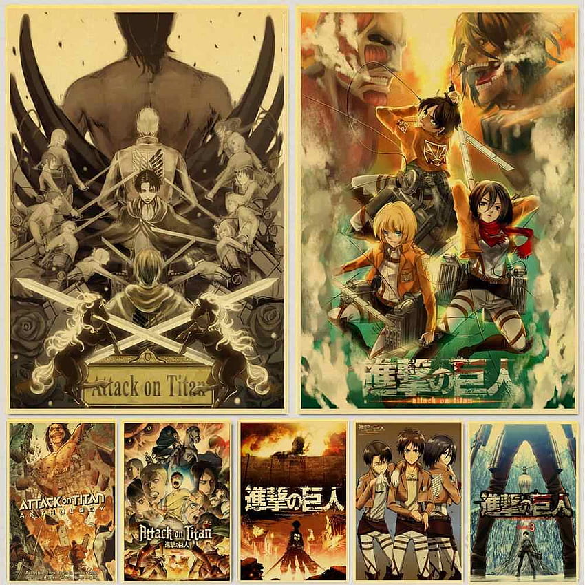 Janpnese Anime Attack on Titan poster retrò carta da parati kraft pittura di alta qualità per adesivi murali decorazioni per la casa. Pittura e calligrafia Sfondo del telefono HD