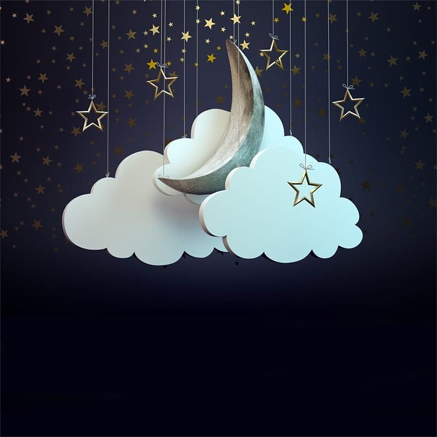 Leowefowa 5X5FT Baby Shower Backdrop Twinkle Stars Backdrops for graphy String Moon White Cloud Cartoon 3D Vinyl Background Boys Girls Bedroom Decoration Studio Props- Buy Online in Cyprus at .cy HD phone wallpaper