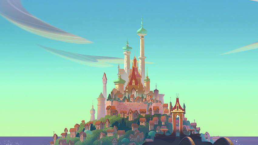 Още един кадър от Кралство Корона от преди и завинаги. Смятате ли, че замъкът е твърде голям в сравнение с филма? – Пейзажна поредица „The Beauty Of Tangled“ (8 10): Tangled HD тапет