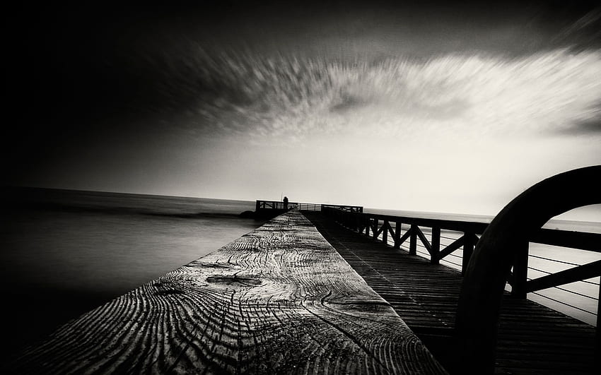 Ostia beach in Rome, Italy, Italy Black and White HD wallpaper