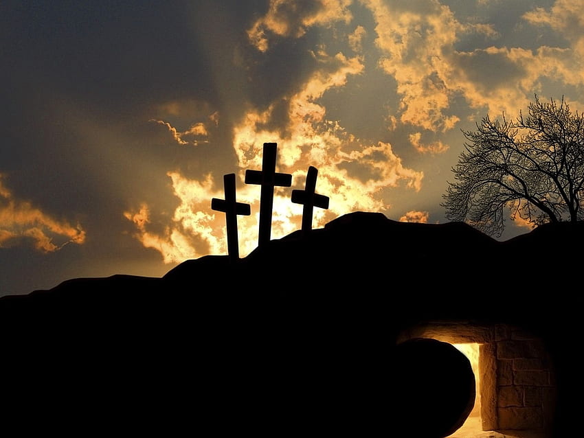Pusty grób i trzy krzyże. Grób Jezusa, pusty grób, pusty grób Tapeta HD