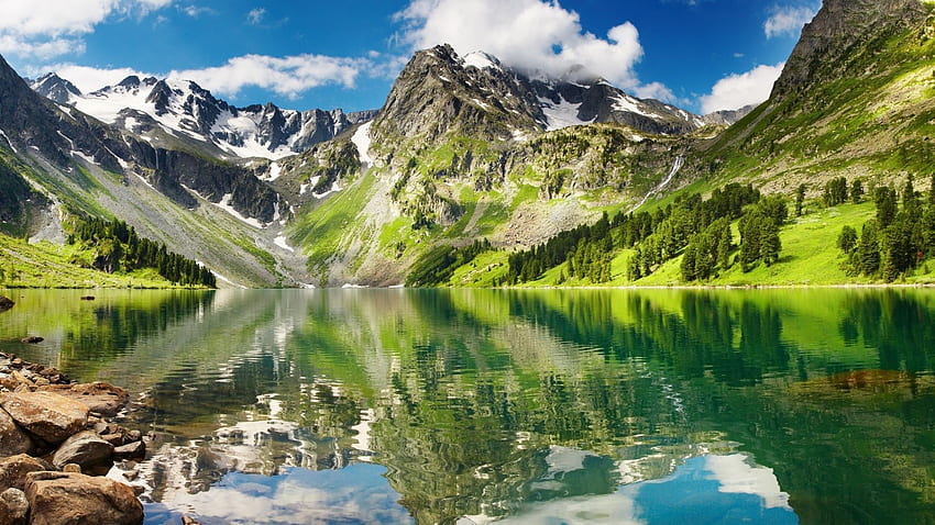 green mountains, range, vermont, usa, lake, reflection HD wallpaper